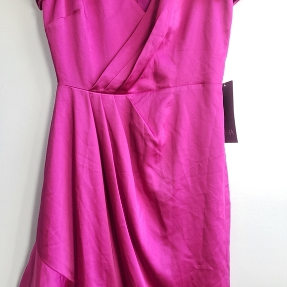 New Theia Lisette High-Low Ruffled Soft Dahlia Cocktail Midi Dress NWT Size 6 - Picture 9 of 15